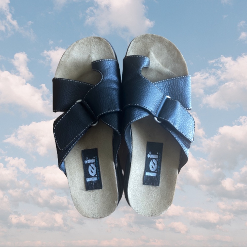 Lei black strap chunky slip on sandal